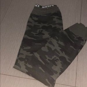 A camouflage girls sweatpants